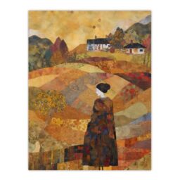 Artery8 Our Harvest Fields By Jenny Adamson Autumn Farm Klimt Warm Orange Ochre Pastel Shades Unframed Wall Art Print Poster Home Decor Premium - thumbnail 1