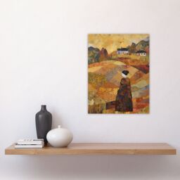 Artery8 Our Harvest Fields By Jenny Adamson Autumn Farm Klimt Warm Orange Ochre Pastel Shades Unframed Wall Art Print Poster Home Decor Premium - thumbnail 4
