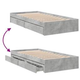 Berkfield Home Bed Frame with Drawers without Mattress Concrete Grey 90x190 cm Single - thumbnail 7