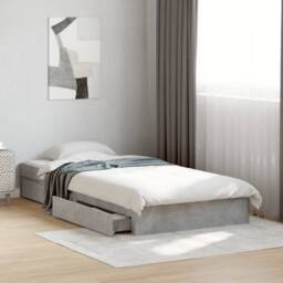Berkfield Home Bed Frame with Drawers without Mattress Concrete Grey 90x190 cm Single - thumbnail 2