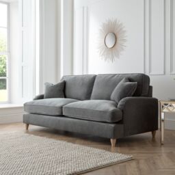 The Great Sofa Company Ezra 3 Seater Textured Velvet Sofa - Scroll Arm in Charcoal - thumbnail 6