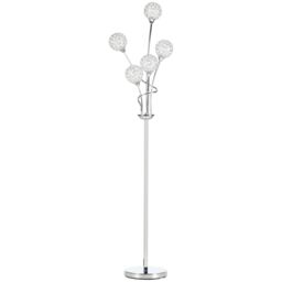 HOMCOM Modern Floor Lamp w/ K9 Crystal Shade, 5 Light, for Living Room in Silver - thumbnail 2