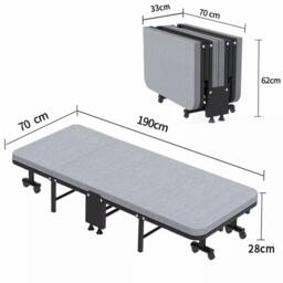 Dprodo Folding Bed with Mattress, Single Guest Beds in Grey - thumbnail 5