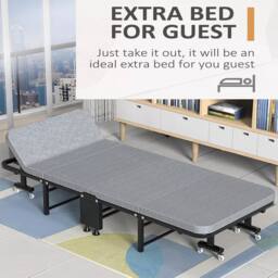 Dprodo Folding Bed with Mattress, Single Guest Beds in Grey - thumbnail 2