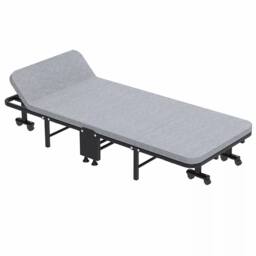Dprodo Folding Bed with Mattress, Single Guest Beds in Grey