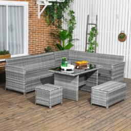 Wyld Haus Sakale Mixed Grey Rattan 9 Seater Garden Sofa Set Glass Coffee Table - thumbnail 8