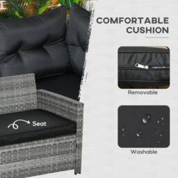 Wyld Haus Sakale Mixed Grey Rattan 9 Seater Garden Sofa Set Glass Coffee Table - thumbnail 5