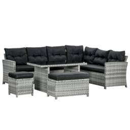 Wyld Haus Sakale Mixed Grey Rattan 9 Seater Garden Sofa Set Glass Coffee Table - thumbnail 2