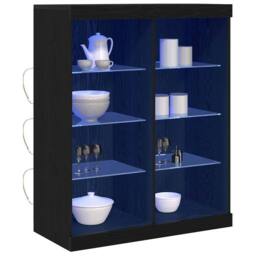 Berkfield Home Sideboard with LED Lights Black Oak 41x37x100 cm - Size: 41 x 37 x 100 cm - thumbnail 3