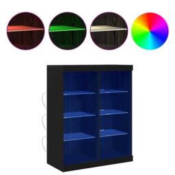 Berkfield Home Sideboard with LED Lights Black Oak 41x37x100 cm - Size: 41 x 37 x 100 cm - thumbnail 4