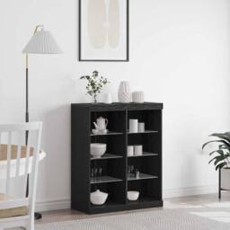 Berkfield Home Sideboard with LED Lights Black Oak 41x37x100 cm - Size: 41 x 37 x 100 cm - thumbnail 2