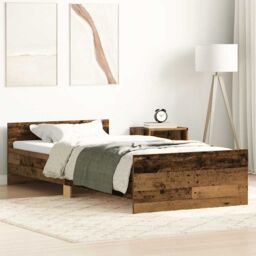 Berkfield Home Bed Frame without Mattress Old Wood 90x190 cm Single Engineered Wood in Brown - thumbnail 1