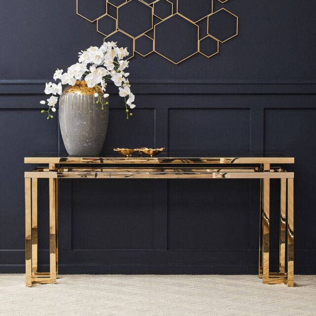 Orsina Stylish Console Table, Ample Storage Console Table For Livingroom, Durable Hallway Table For Balcony in Gold - image 1