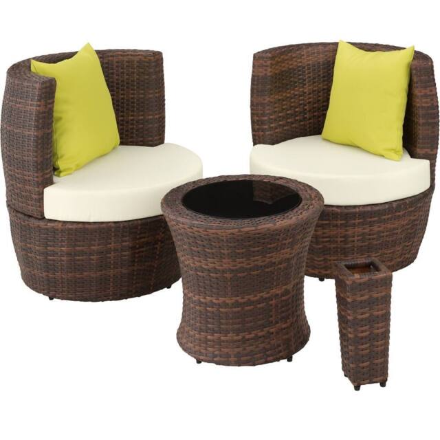 tectake Nizza 2+1+1 Aluminum Rattan Seating Set in Dark Brown - Size: 2 Seater - image 1