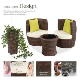 tectake Nizza 2+1+1 Aluminum Rattan Seating Set in Dark Brown - Size: 2 Seater - thumbnail 3
