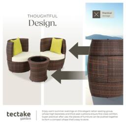 tectake Nizza 2+1+1 Aluminum Rattan Seating Set in Dark Brown - Size: 2 Seater - thumbnail 4