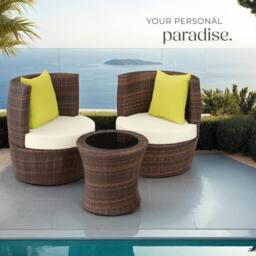 tectake Nizza 2+1+1 Aluminum Rattan Seating Set in Dark Brown - Size: 2 Seater - thumbnail 8