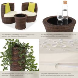 tectake Nizza 2+1+1 Aluminum Rattan Seating Set in Dark Brown - Size: 2 Seater - thumbnail 5