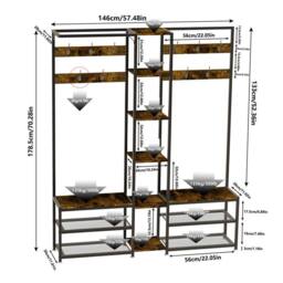 NESTLUNE Industrial Coat Rack Clothes Stand in Brown - Size: 100 cm x 15 cm - thumbnail 2