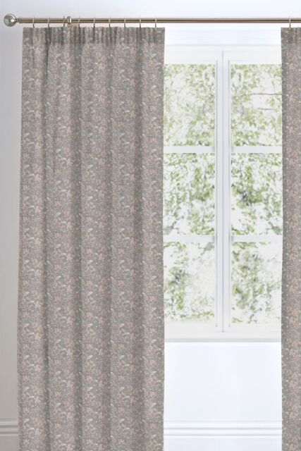 Appletree 'Roselle' 100% cotton Fully Lined Pair of Tab Top Curtains in Grey - Size: 168 cm width x 229 cm drop - image 1