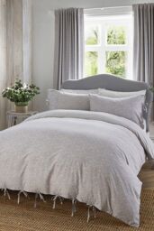 Appletree 'Roselle' 100% cotton Fully Lined Pair of Tab Top Curtains in Grey - Size: 168 cm width x 229 cm drop - thumbnail 2