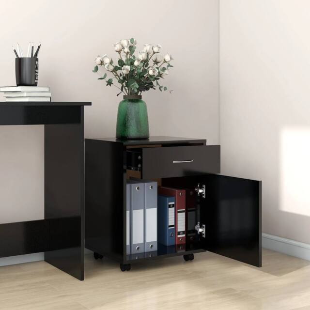 Berkfield Home Rolling Cabinet Black 45x38x54 cm Engineered Wood - Size: 45 x 38 x 54 cm - image 1