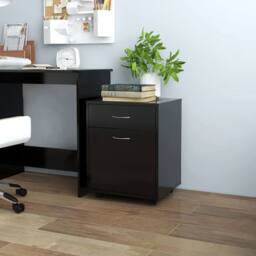 Berkfield Home Rolling Cabinet Black 45x38x54 cm Engineered Wood - Size: 45 x 38 x 54 cm - thumbnail 2