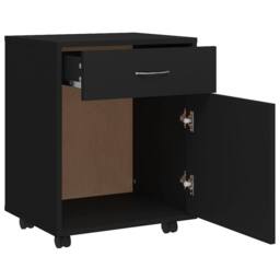 Berkfield Home Rolling Cabinet Black 45x38x54 cm Engineered Wood - Size: 45 x 38 x 54 cm - thumbnail 6