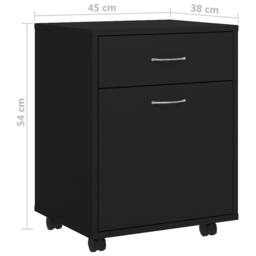 Berkfield Home Rolling Cabinet Black 45x38x54 cm Engineered Wood - Size: 45 x 38 x 54 cm - thumbnail 8
