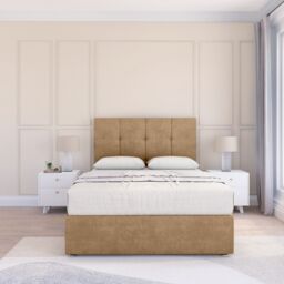 "Sloomy Jasmine Dumfries Bed Set With No Drawers Mattress & 26"" Headboard in Light Beige - Size: Single" - thumbnail 2