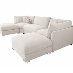 Home & Love Apollo Bishop U Shape Cinema Sofa Oxford Corner Sofa - Cream - thumbnail 2