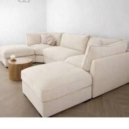 Home & Love Apollo Bishop U Shape Cinema Sofa Oxford Corner Sofa - Cream - thumbnail 1