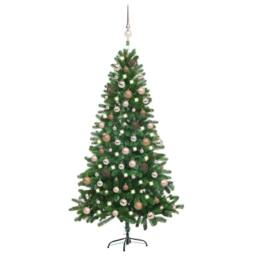 Berkfield Home Beautiful Artificial Pre-lit Christmas Tree with Ball Set 150 cm Green - thumbnail 2