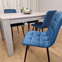 KOSY KOALA Modern Rectangle Dining Table Set With 4 Blue Velvet Chairs Dining Room Furniture in Grey - Size: 140 cm x 80 cm - thumbnail 6