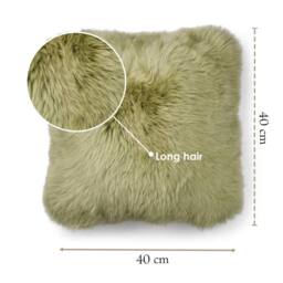 Infinity Leather Natural Sheepskin Real Wool Cushion in Green - Size: 40 cm x 40 cm - thumbnail 3