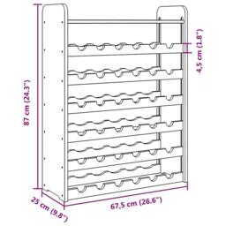 Berkfield Home Beautiful Wine Rack with Top Board 67.5x25x87 cm Solid Wood Pine in Natural - thumbnail 9