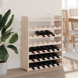 Berkfield Home Beautiful Wine Rack with Top Board 67.5x25x87 cm Solid Wood Pine in Natural - thumbnail 1