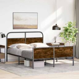 Berkfield Home Elegant Bed Frame without Mattress 120x190 cm Sonoma Oak Engineer in Brown - thumbnail 2