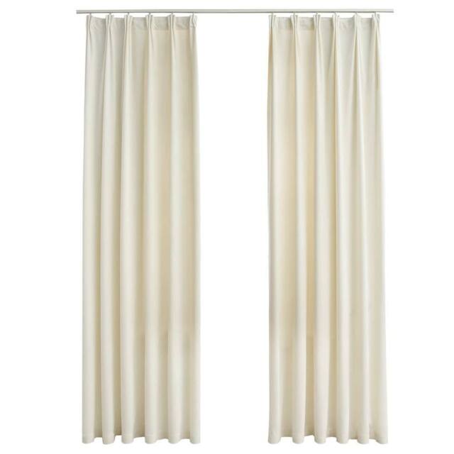 Berkfield Home Blackout Curtains 2 pcs with Hooks Velvet Cream 140x245 cm - image 1