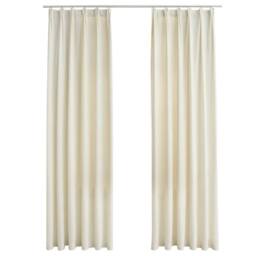 Berkfield Home Blackout Curtains 2 pcs with Hooks Velvet Cream 140x245 cm