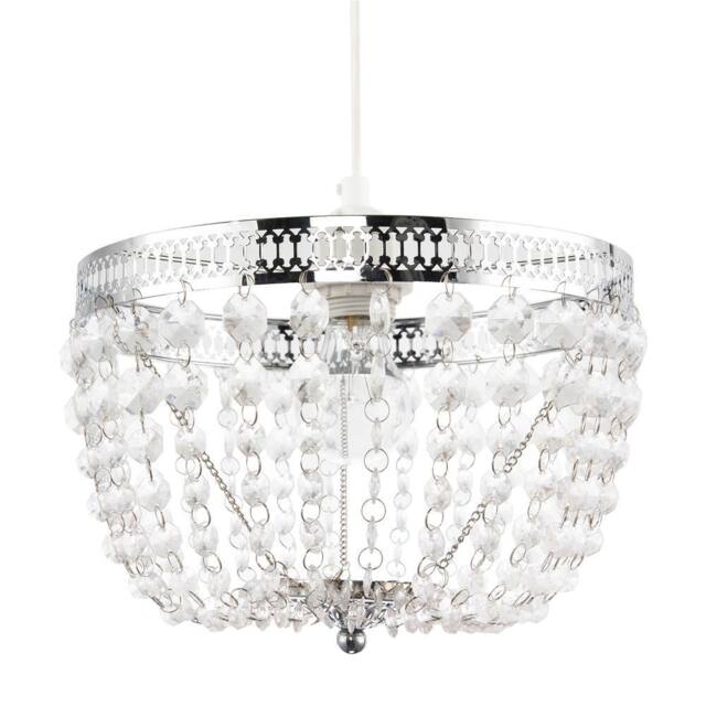 Happy Homewares Traditional Vintage Chrome Pendant Lighting Shade with Clear Acrylic in Silver - image 1