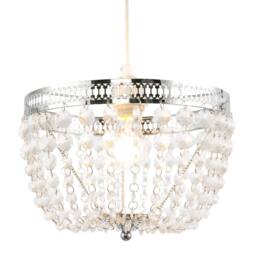 Happy Homewares Traditional Vintage Chrome Pendant Lighting Shade with Clear Acrylic in Silver - thumbnail 2