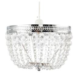 Happy Homewares Traditional Vintage Chrome Pendant Lighting Shade with Clear Acrylic in Silver - thumbnail 5