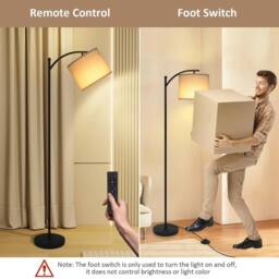 Kelvenix Floor Lamp Free Standing Light with Bulb Linen Shade in Black - thumbnail 3
