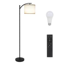 Kelvenix Floor Lamp Free Standing Light with Bulb Linen Shade in Black