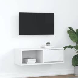 Berkfield Home TV Cabinet White 80x31x25.5 cm Engineered Wood - thumbnail 2