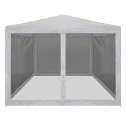Berkfield Home Party Tent with 4 Mesh Sidewalls 4x3 m in White - thumbnail 1
