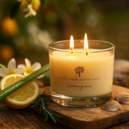 Nicola Spring 350g Lemongrass Soy Wax Candle - Double Wick Fruity Jar in Clear - thumbnail 2