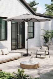 Garden Sanctuary Patio Umbrella 3M Rotating Garden Parasol with Resin Base in Light Grey - thumbnail 1