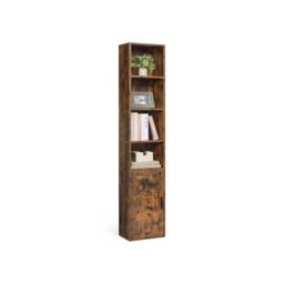 Pirlo Plush Adjustable Tall Free Standing Bookcase Shelf For Living Room Storage in Brown - thumbnail 7